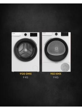 Arçelik 9120 DMX 9 Kg 1200 Devir Çamaşır Makinesi + 902 KMX 9 Kg Çamaşır Kurutma Makinesi Seti