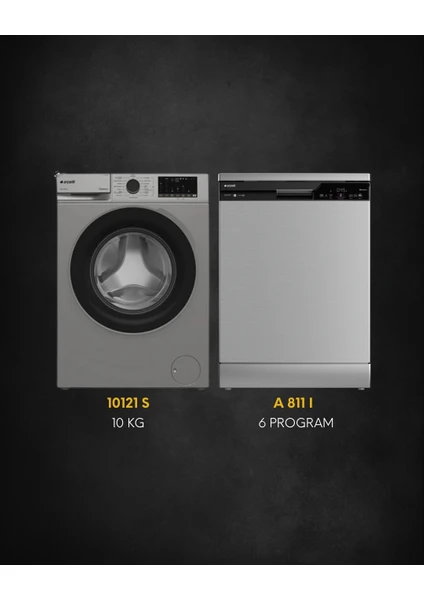 Arçelik 10121 S 10 Kg 1200 Devir Çamaşır Makinesi + A 811 I Bulaşık Makinesi Seti