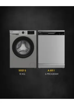 Arçelik 10121 S 10 Kg 1200 Devir Çamaşır Makinesi + A 811 I Bulaşık Makinesi Seti